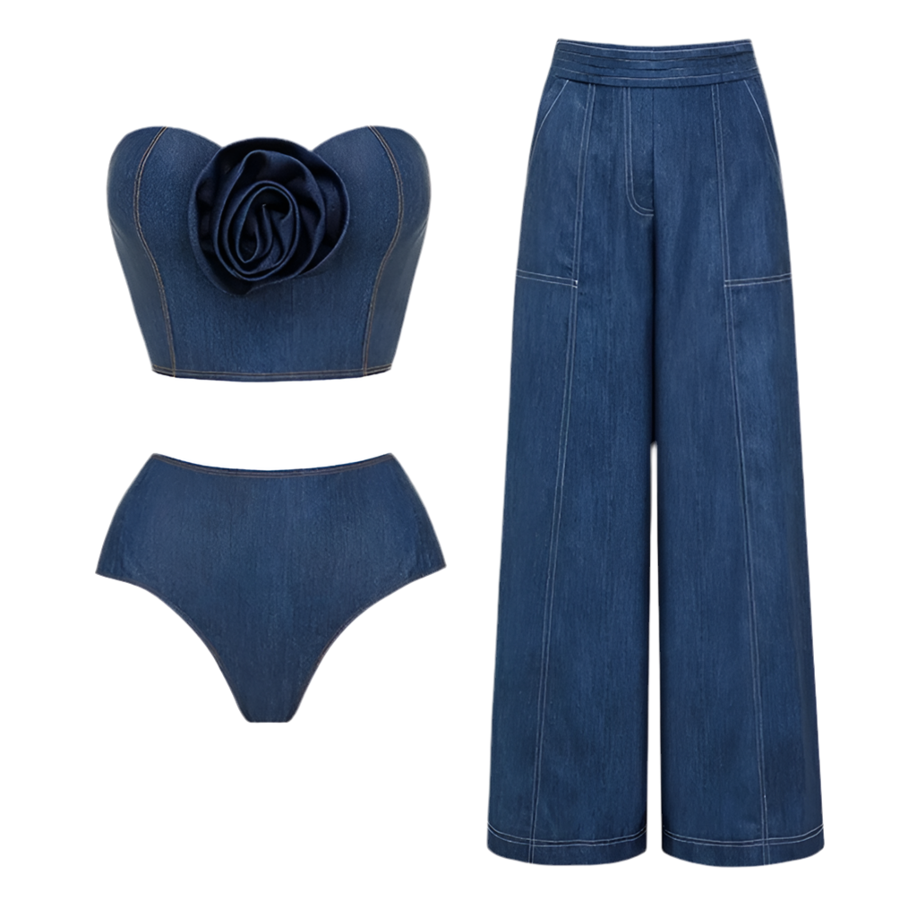 Designer Jennis 3D Flower Denim