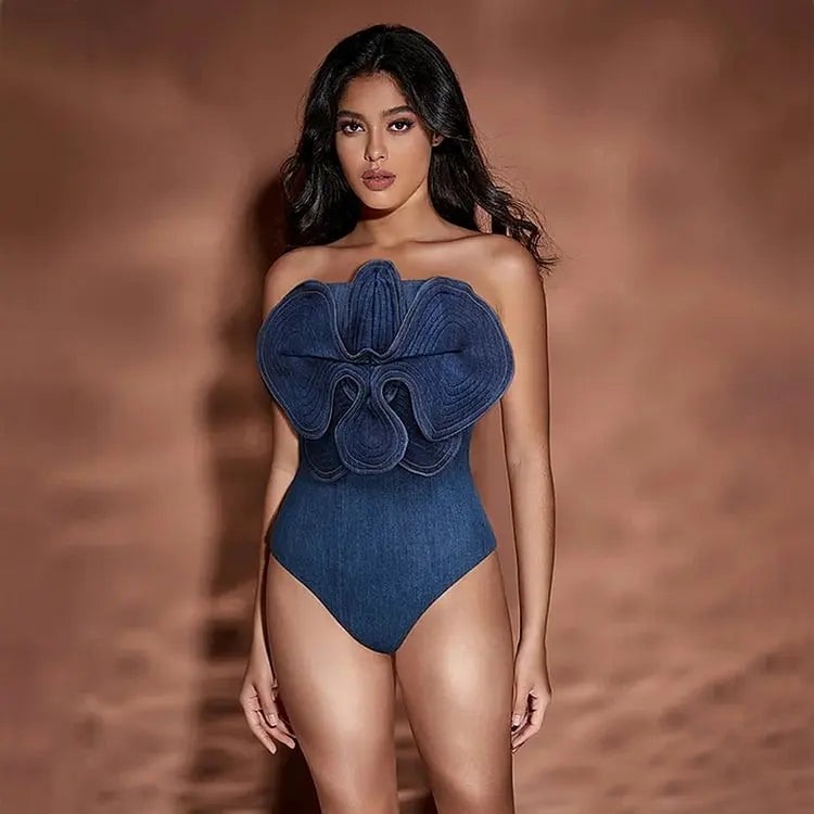 Designer Jennis 3D Flower Denim
