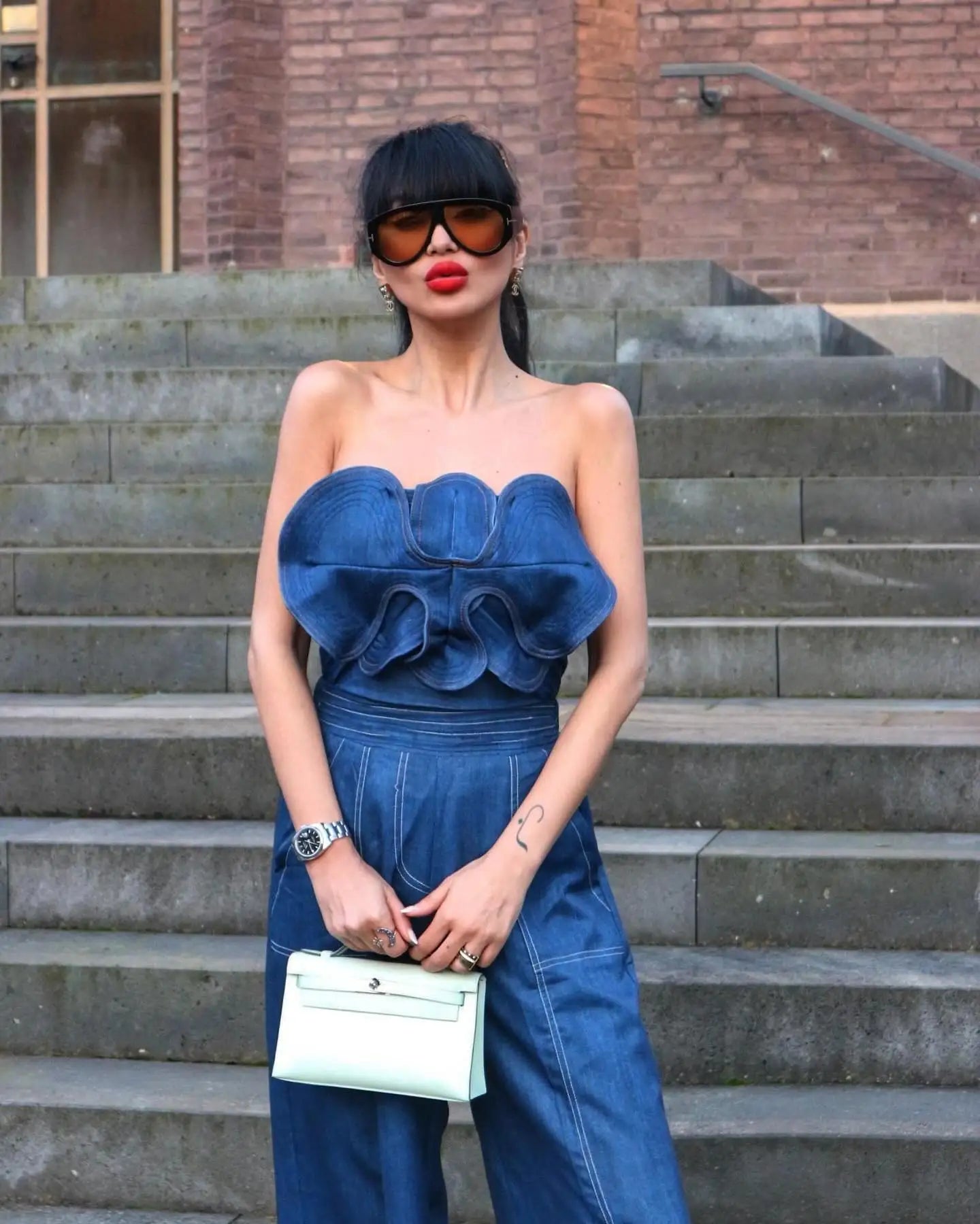 Designer Jennis 3D Flower Denim